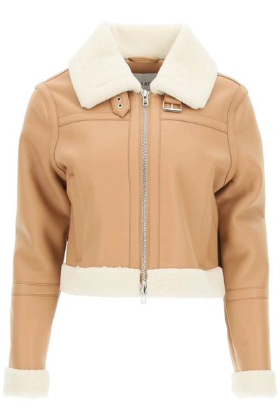 Shop Stand Studio Lorelle Eco-shearling Jacket In Beige,white