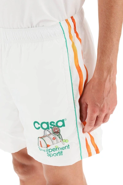 Shop Casablanca 'équipement Sportif' Print Shorts In White,orange,green