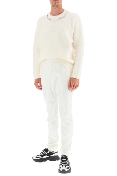Shop Dolce & Gabbana Glossy Nylon Trousers In White