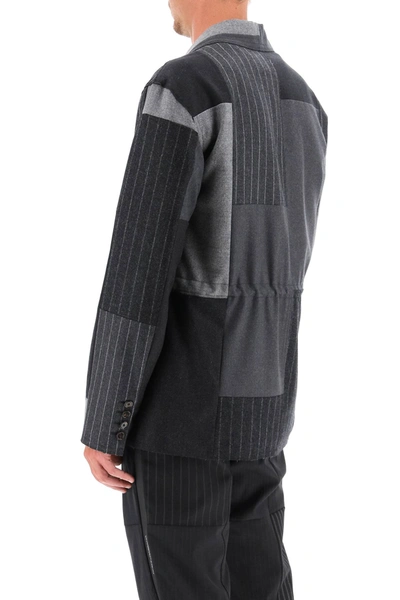 Shop Dolce & Gabbana Patchwork Wool Jacket In Grey