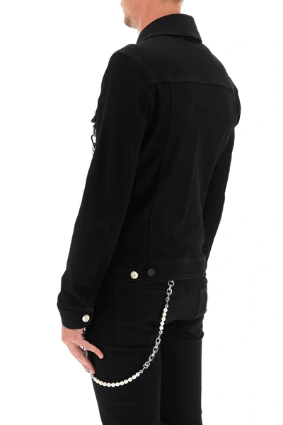 Shop Dolce & Gabbana Denim Jacket With Keychain In Black