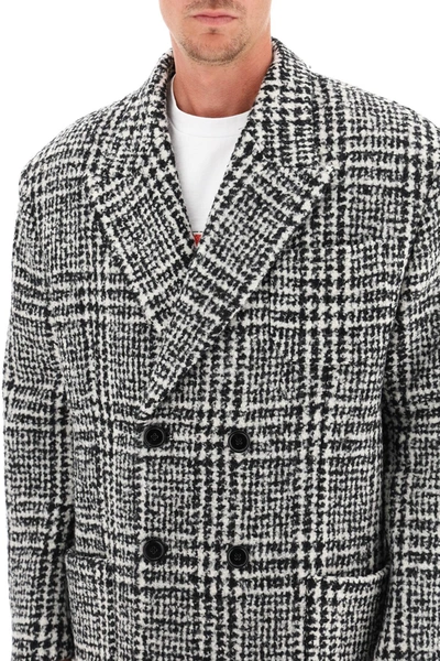 Shop Dolce & Gabbana Checkered Double-breasted Wool Jacket In Black,white