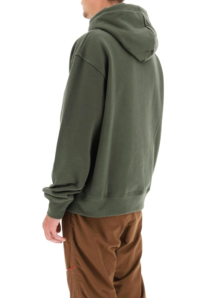 Shop Jacquemus Logo Embroidery Hoodie In Khaki