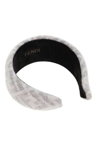 Shop Fendi Padded Wool Headband In Grey