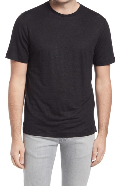 Shop Nordstrom Men's Shop Linen Crewneck T-shirt In Black Caviar