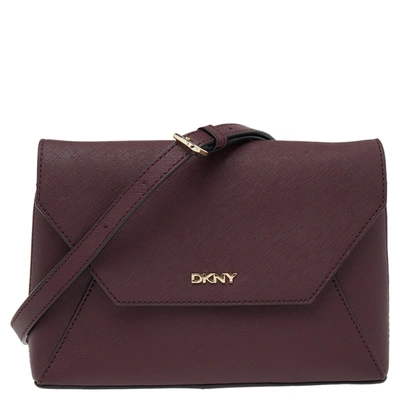 Pre-owned Dkny Burgundy Leather Bryant Park Envelope Shoulder Bag