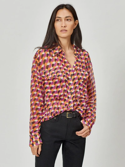 Shop Equipment Nanine Silk Shirt In Tangerine Multi