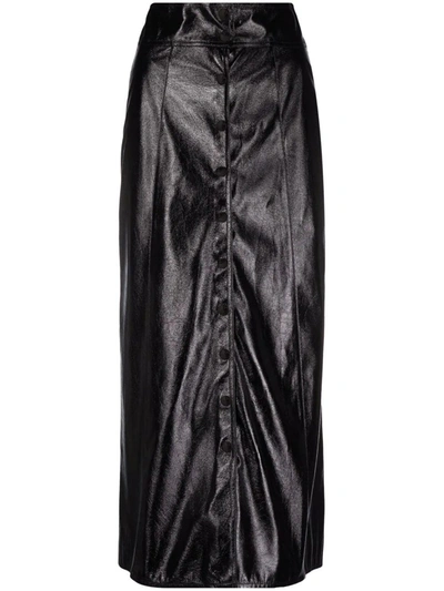 Shop Isabel Marant Black Eco Leather Midi Skirt In Nero