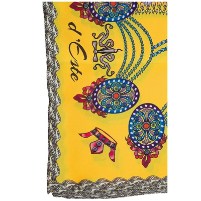 Shop D'este Women's Silk Foulard Scarf Corona In Yellow