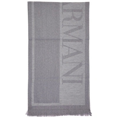 Shop Emporio Armani Men's Wool Scarf In Grey