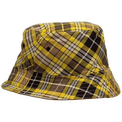 Burberry Reversible Checked Wool-blend Twill Bucket Hat In Yellow