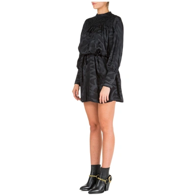 Shop Neil Barrett Women's Short Mini Dress Long Sleeve In Black