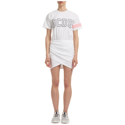 Shop Gcds Women's Short Mini Dress Short Sleeve In White