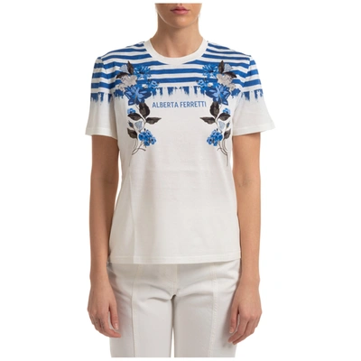 Shop Alberta Ferretti Women's T-shirt Short Sleeve Crew Neck Round In White