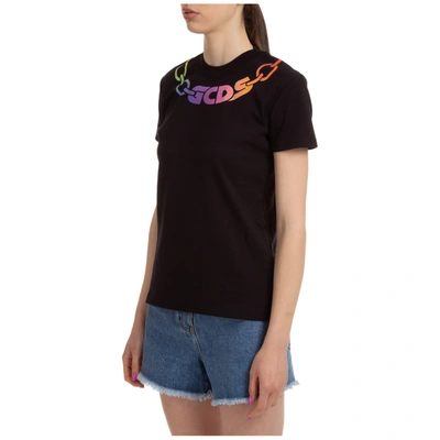Shop Gcds Women's T-shirt Short Sleeve Crew Neck Round  Chain In Black
