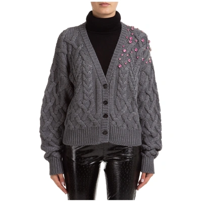 Shop Msgm Women's Cardigan Sweater In Grey