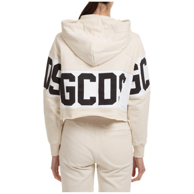 Shop Gcds Women's Sweatshirt Hood Hoodie In Beige