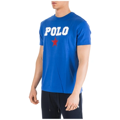 Shop Ralph Lauren Men's Short Sleeve T-shirt Crew Neckline Jumper In Blue