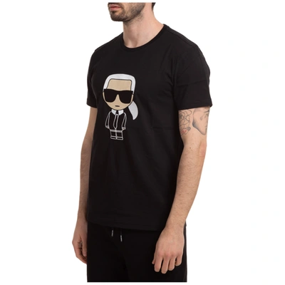 Shop Karl Lagerfeld Men's Short Sleeve T-shirt Crew Neckline Jumper K Iconic In Black