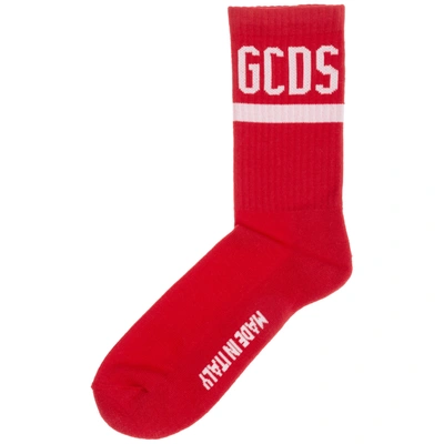 Shop Gcds Men's Low Socks Logo In Red