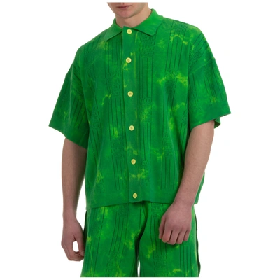 Shop Gcds Men's Short Sleeve T-shirt Polo Collar Logo In Green