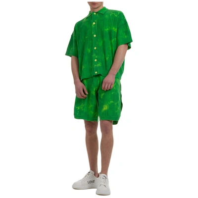 Shop Gcds Men's Short Sleeve T-shirt Polo Collar Logo In Green