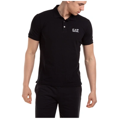 Shop Ea7 Men's Short Sleeve T-shirt Polo Collar In Black