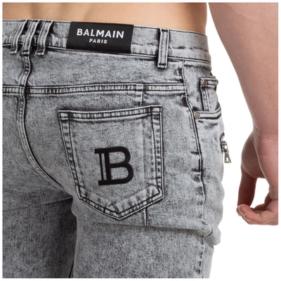 Shop Balmain Men's Jeans Denim In Grey