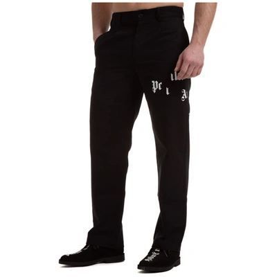 Shop Palm Angels Men's Trousers Pants Broken Logo In Black
