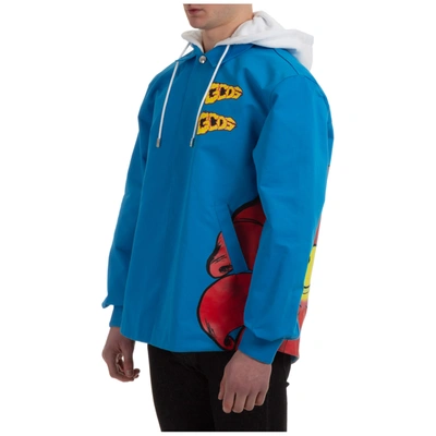 Shop Gcds Men's Outerwear Jacket Blouson Hood In Blue