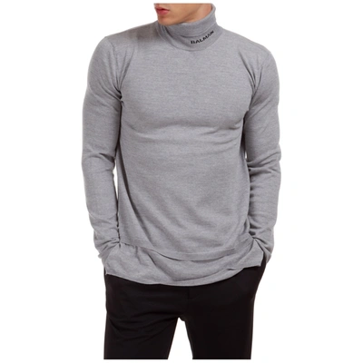 Shop Balmain Men's Polo Neck Turtleneck Jumper Sweater In Grey