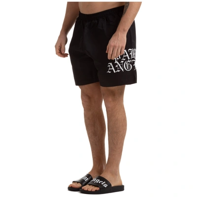 Shop Palm Angels Trunks Swimsuit Hue Gothic Logo In Black