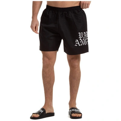 Shop Palm Angels Trunks Swimsuit Hue Gothic Logo In Black