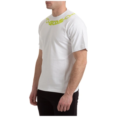 Shop Gcds Men's Short Sleeve T-shirt Crew Neckline Jumper Chain In White