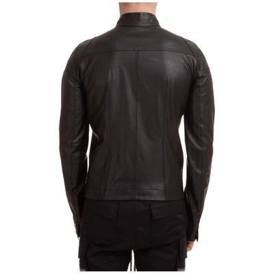 Shop Rick Owens Men's Leather Outerwear Jacket Blouson In Black