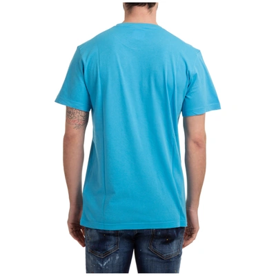 Shop Dsquared2 Men's Short Sleeve T-shirt Crew Neckline Jumper Ombre Logo In Light Blue