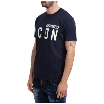 Shop Dsquared2 Men's Short Sleeve T-shirt Crew Neckline Jumper Icon In Blue