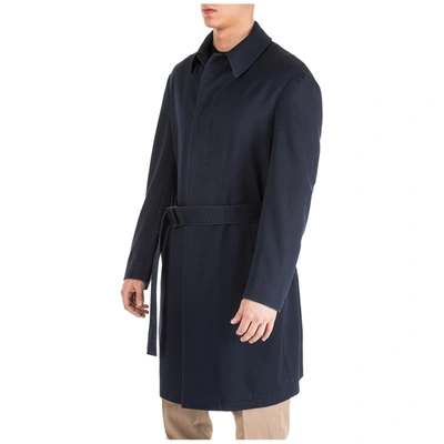 Shop Emporio Armani Men's Wool Coat Overcoat In Blue