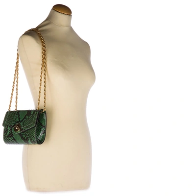 Shop D'este Women's Clutch With Shoulder Strap Handbag Bag Purse  Pitone In Green