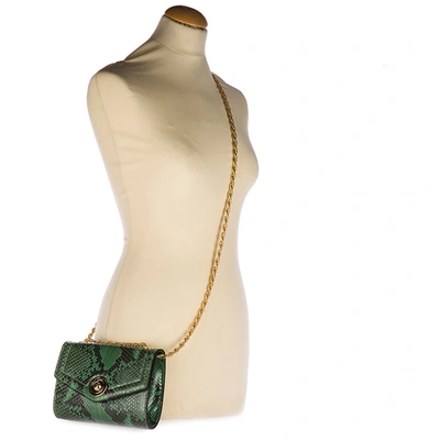 Shop D'este Women's Clutch With Shoulder Strap Handbag Bag Purse  Pitone In Green