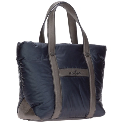 Shop Hogan Women's Nylon Handbag Shopping Bag Purse In Blue