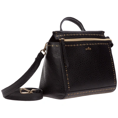 Shop Hogan Women's Leather Handbag Shopping Bag Purse In Black