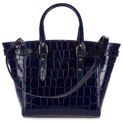 Shop Aspinal Of London Women's Leather Handbag Shopping Bag Purse Marylebone In Blue