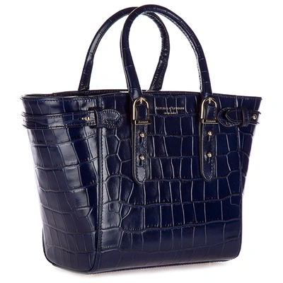 Shop Aspinal Of London Women's Leather Handbag Shopping Bag Purse Marylebone In Blue