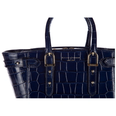 Shop Aspinal Of London Women's Leather Handbag Shopping Bag Purse Marylebone In Blue