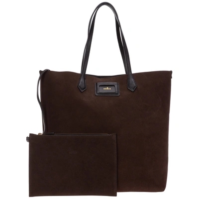 Shop Hogan Women's Suede Shoulder Bag In Brown