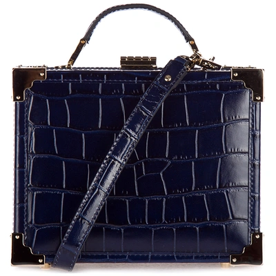 Shop Aspinal Of London Women's Leather Clutch Handbag Bag Purse  Trunk In Blue