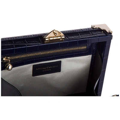Shop Aspinal Of London Women's Leather Clutch Handbag Bag Purse  Trunk In Blue