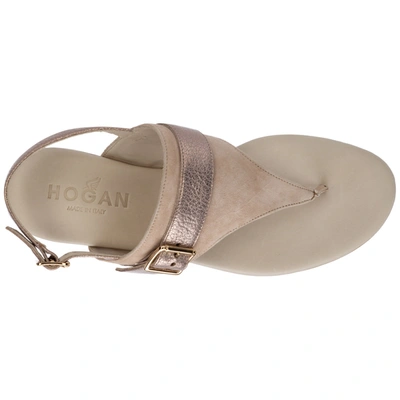 Shop Hogan Women's Suede Sandals In Beige