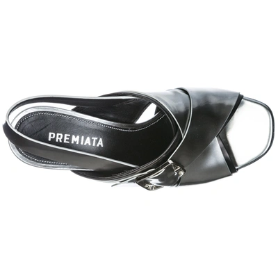 Shop Premiata Women's Leather Heel Sandals In Silver